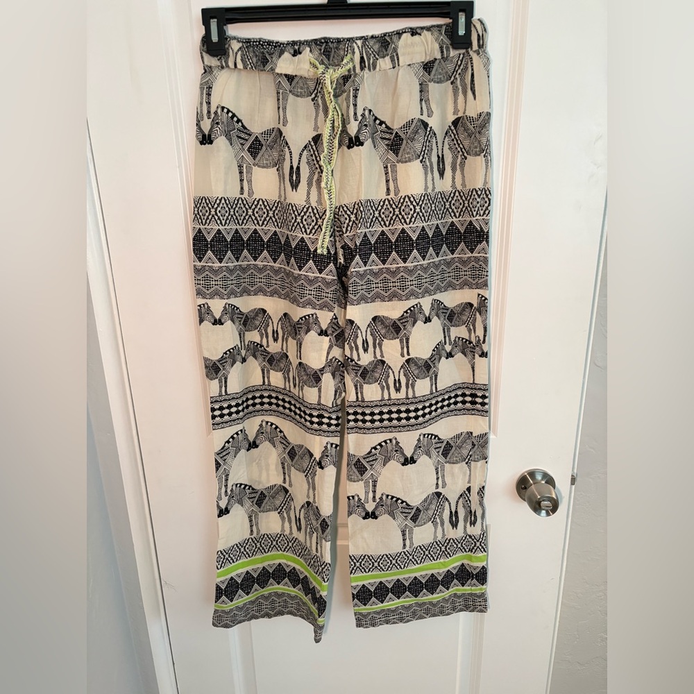 E By Eloise For Anthropologie SZ S Pajama Pants 100% Cotton Zebra